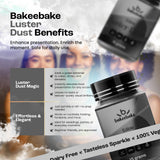 Bakeebake Luster Dust Edible 15g - Edible Glitter for Drinks & Desserts - Gluten Free Edible Black Dust for Cake Decorating - Tasteless Vegan Drink
