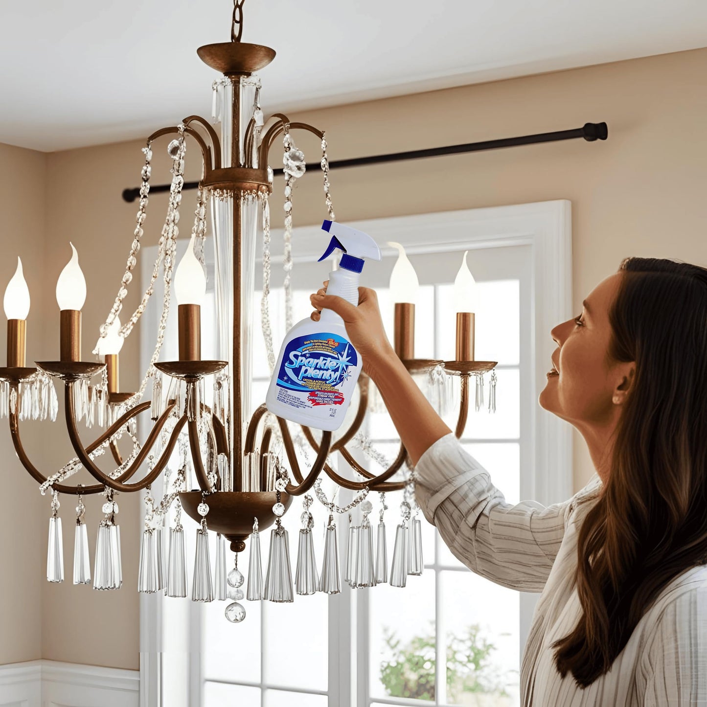 Sparkle Plenty Chandelier Cleaner Drip Dry Spray No Wipe - Dust Remover & Streak Free Glass Cleaner Spray for Chandeliers Crystals & Window Screen