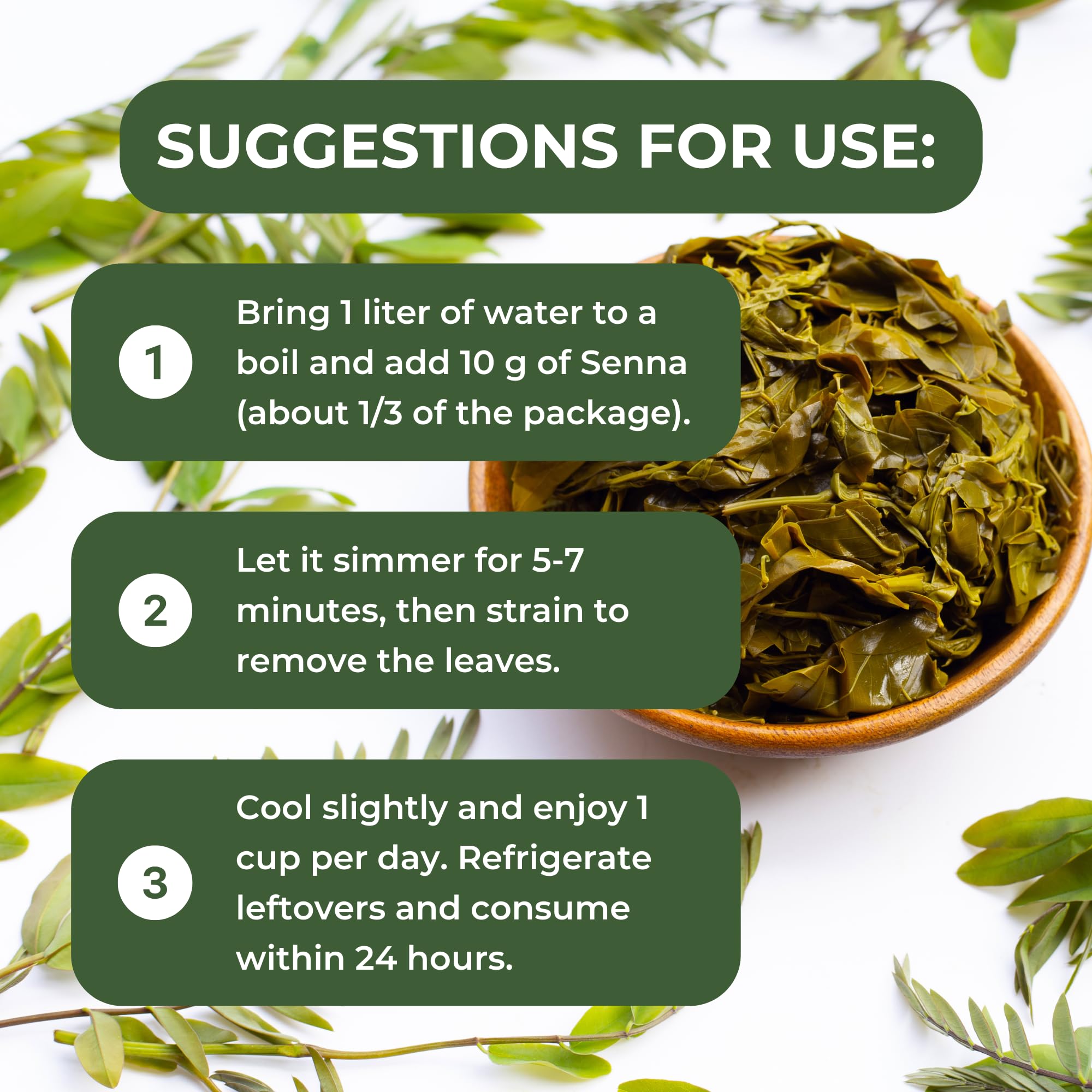 HANAN Senna Leaf Loose Herbal Tea 1.1oz - 30g Dried Herb Wooly Sen Plant Leaves From Peru - Senna Tea