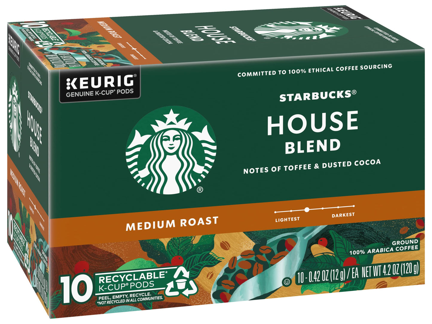 Starbucks House Blend Coffee K-Cup Pods, Medium Roast Arabica Coffee, 10 Count (Pack of 2 Boxes)