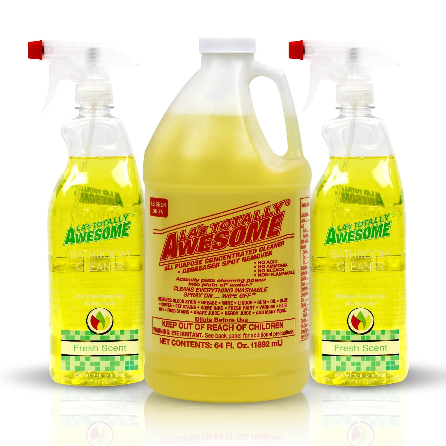 La's Totally Awesome All Purpose Cleaner 64 oz + Bathroom Cleaner Plant-Derived Spray 32oz (Pack of 2)
