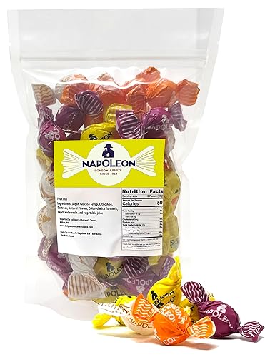 Napoleon Sour Fruit Balls Individually Wrapped Hard Candy Sour Fruit Mix Gluten-Free, Dye-Free Candy 10 Ounces