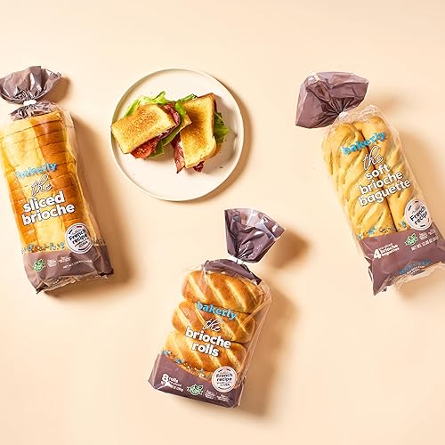 bakerly Sandwich Variety Pack - 5 Pack of Ready-to-Eat French Baked Brioche for Breakfast, Lunch & Snacks - Sliced (2 loaves), Rolls (2 packs)