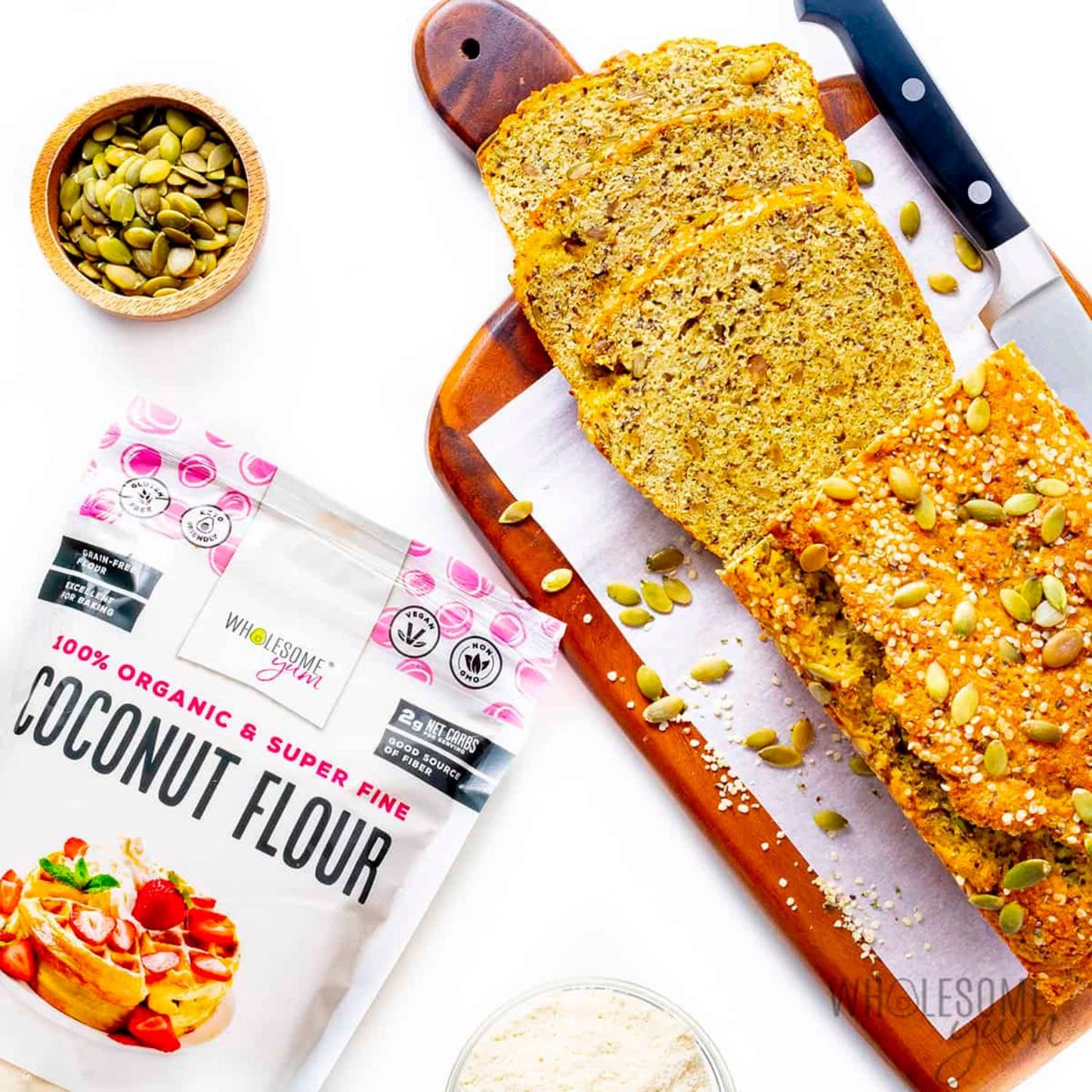 Wholesome Yum Premium Organic Coconut Flour For Baking & More (16 oz / 1 lb) - Low Carb, Gluten Free, Non GMO, Keto Friendly Flour Substitute