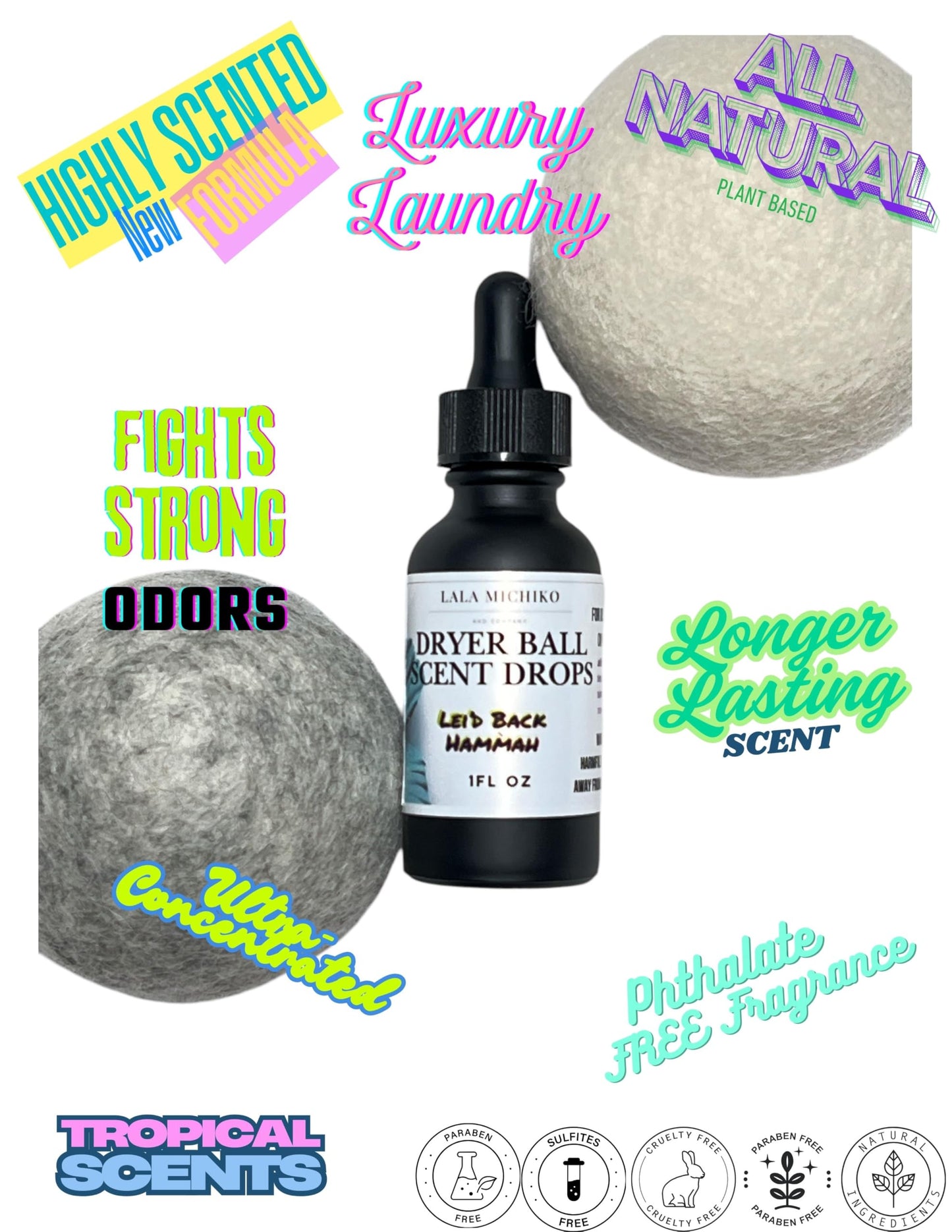 Dryer Ball Scent Drops, 1 fl oz (Lei'd Back Hammah)