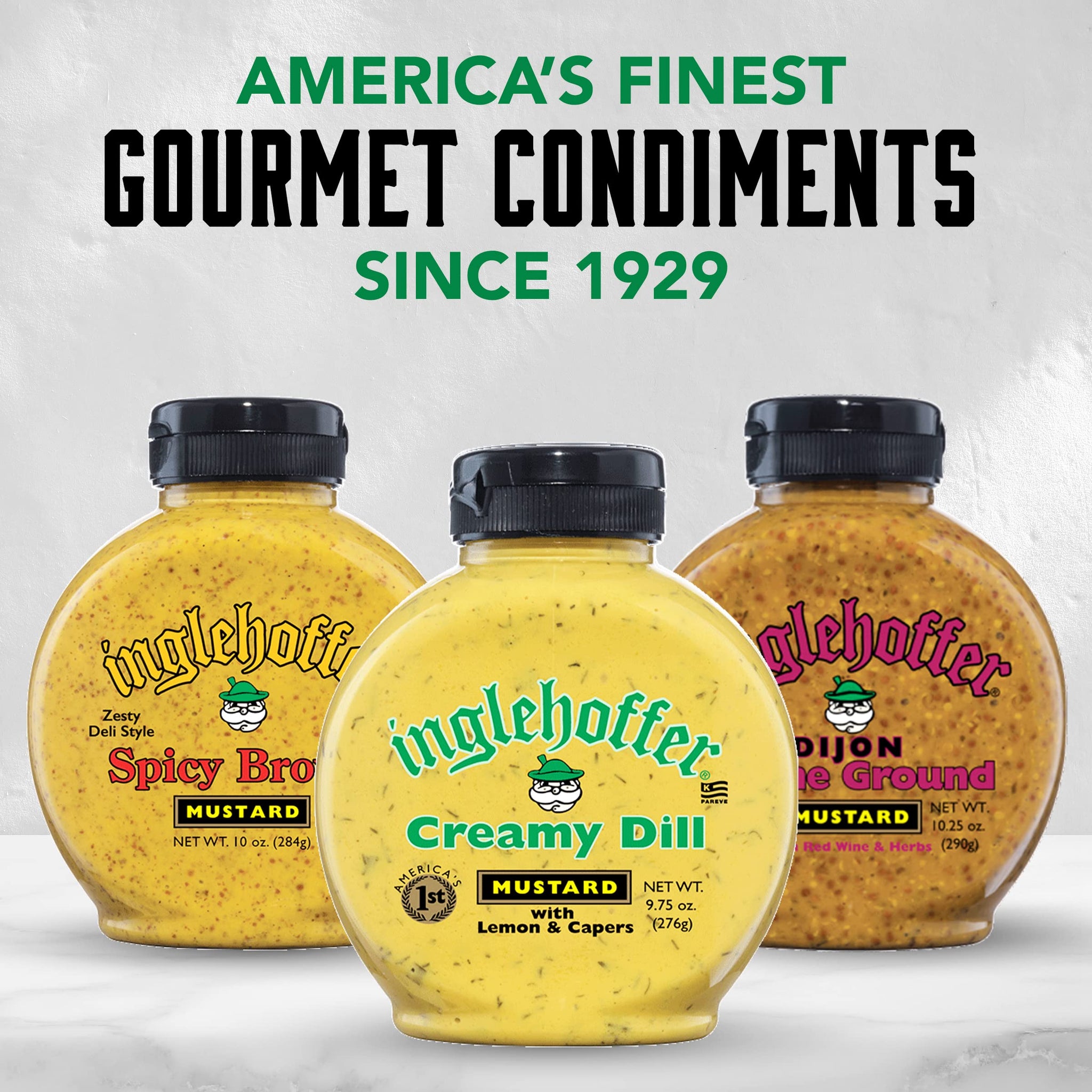 Inglehoffer Creamy Dill Mustard 9.75 oz, Savory Mustard with Dill, Lemon & Capers