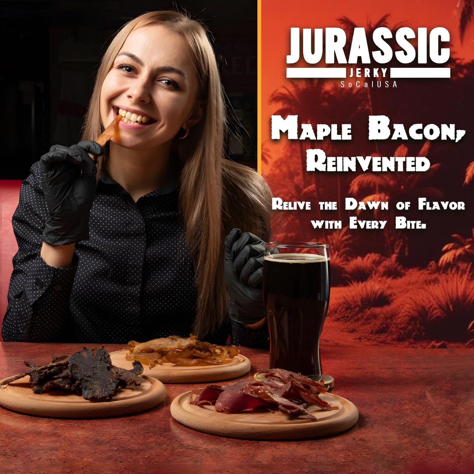 Carnivore Candy Old Fashioned Maple Bacon Bacon Jerky - Jurassic Jerky with Amazing Taste, high protein content, no preservatives, MSG-free, low