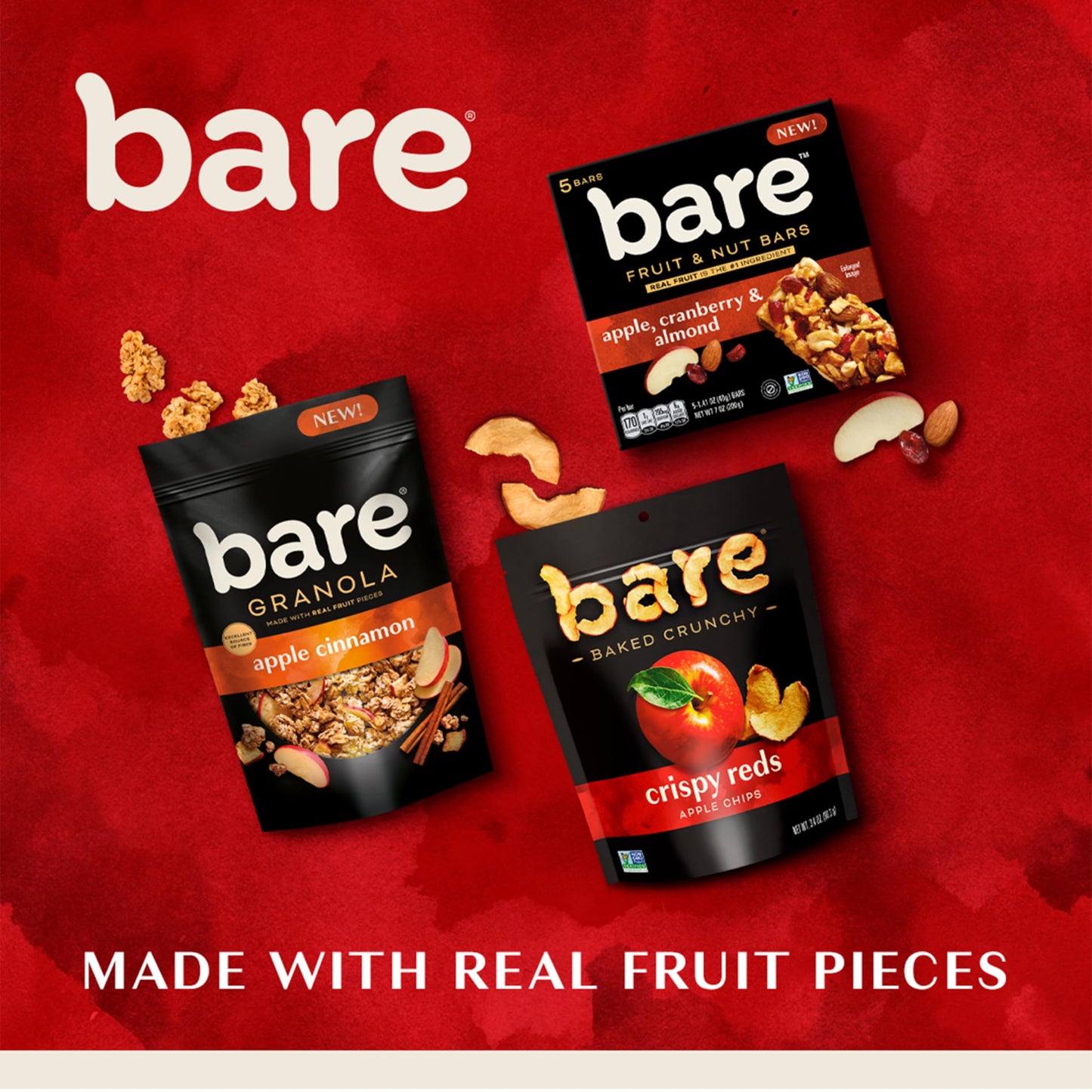 Bare Fruit & Nut Bars, Apple, Cranberry & Almond and Apple, Berries & Cherry Variety Pack (Pack of 2)
