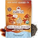 High Caffeine Mushroom Tea (155 mg) - Kubo Tea: Organic Reishi Breakfast Black Tea Bags for Clean Energy & Focus | Healthy Coffee Substitute |