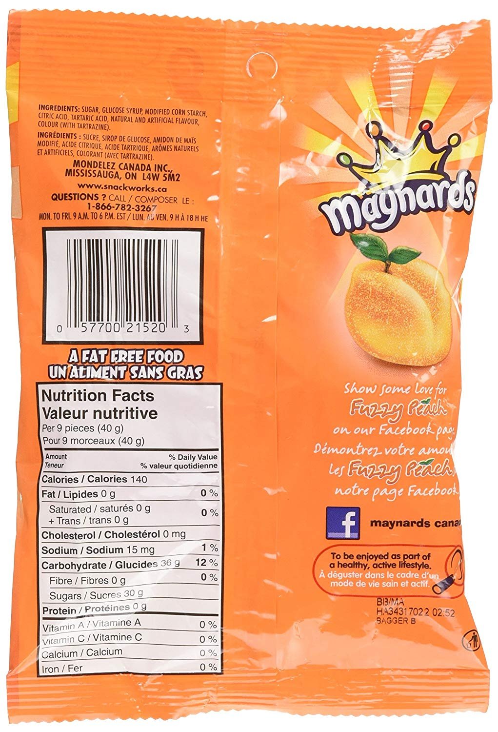 Maynards Fuzzy Peach Candy, 185 Grams