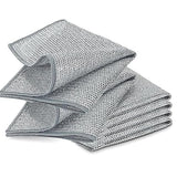 YinQin 6 PCS Double Layer Stainless Steel Cleaning Cloth Non Scratch Steel Mesh Dishwashing Cloths 20x20 cm Quick Dry Two Layer Metallic Wire Dish