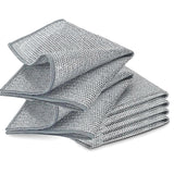 YinQin 6 PCS Double Layer Stainless Steel Cleaning Cloth Non Scratch Steel Mesh Dishwashing Cloths 20x20 cm Quick Dry Two Layer Metallic Wire Dish