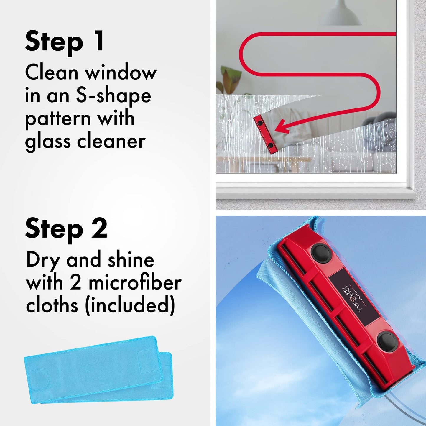 Tyroler Outside Magnetic Window Cleaner Tool, Glider S-1 Fits Only Very Thin - 0.1"- 0.3" Windows, Double Sided Windows Cleaner Machine Tool | Magnet