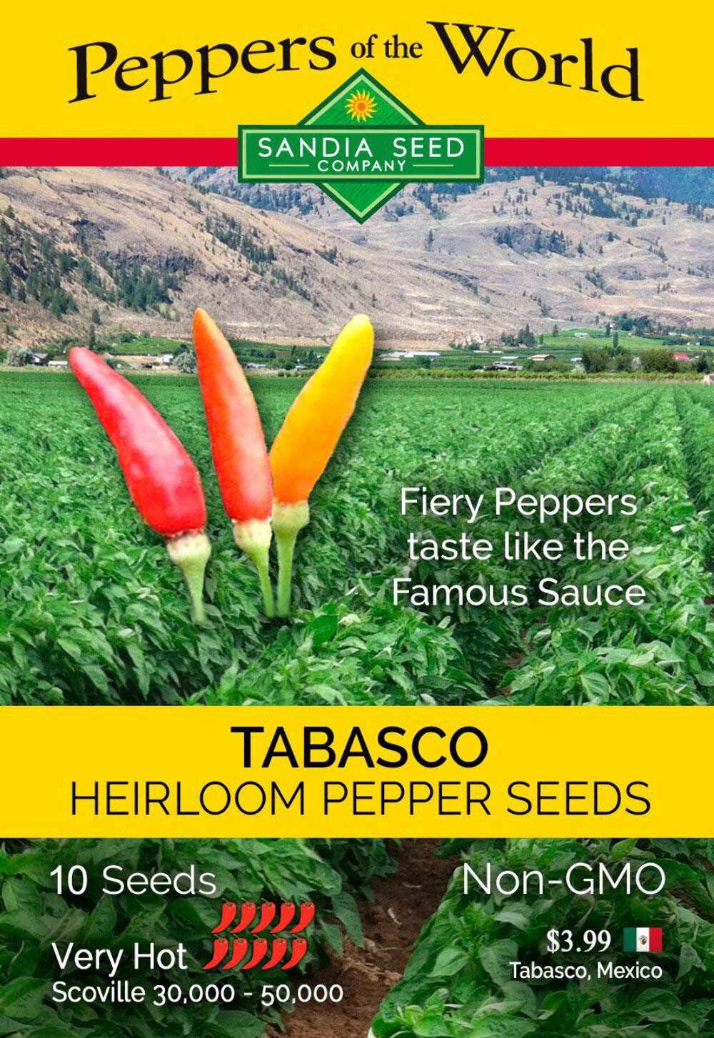 Tabasco Chile 10 Seeds - Very Hot - Pepper Tastes Like The Sauce