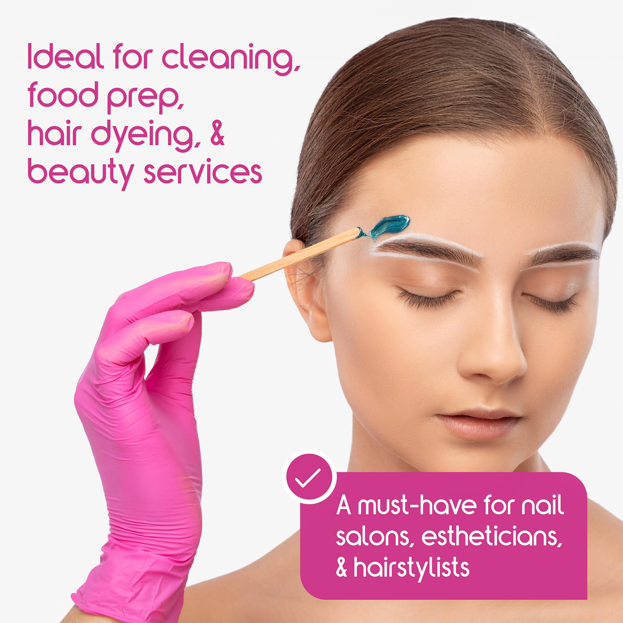 Inspire Pink Gloves Disposable Latex Free | Nitrile Pink Glove Nail Salon and Hair Dye | Esthetician Nitrile Disposable | Nitrile gloves Medium