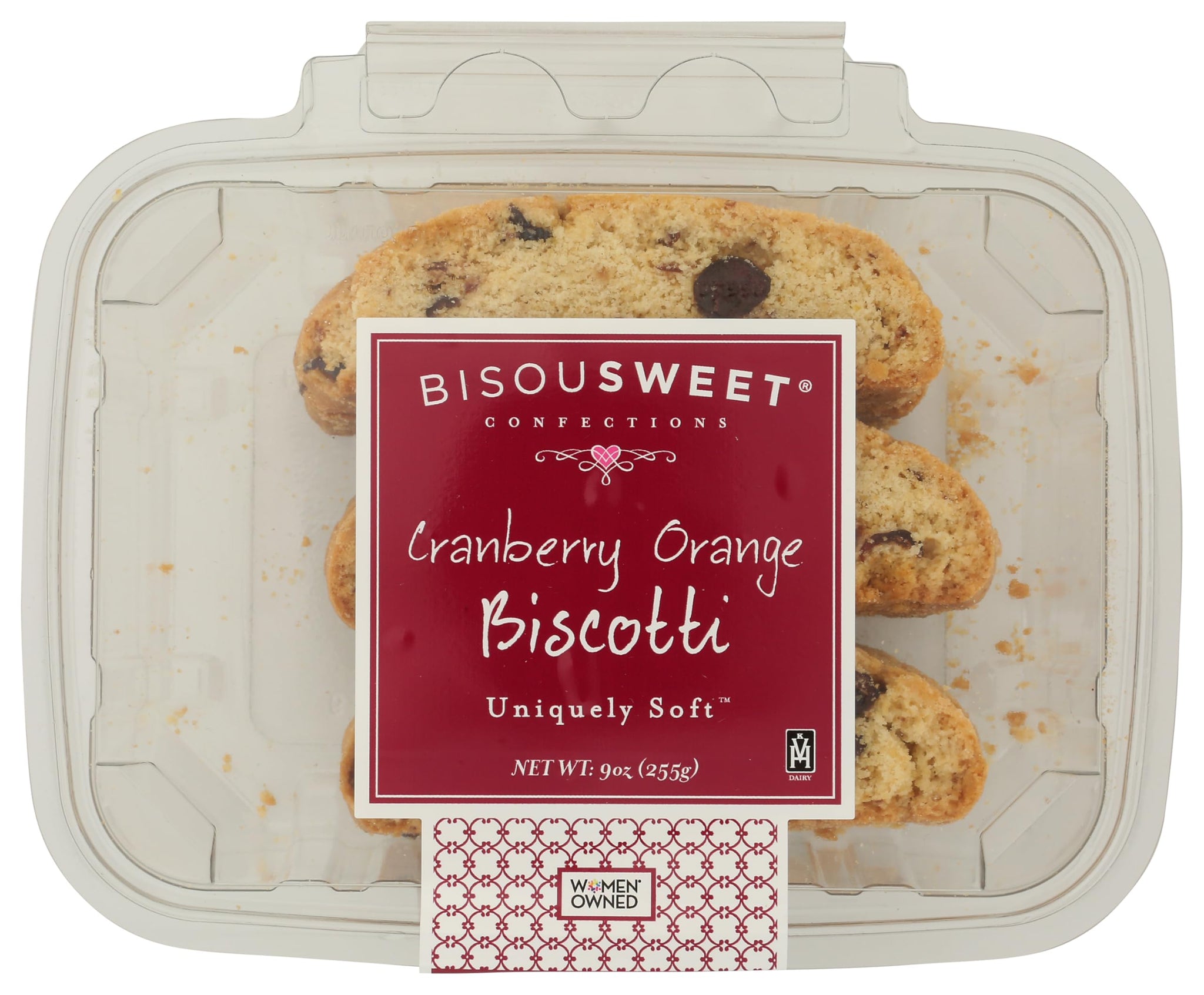 Bisousweet Confections Biscotti Cranberry Orange 6 Count, 9 Ounce