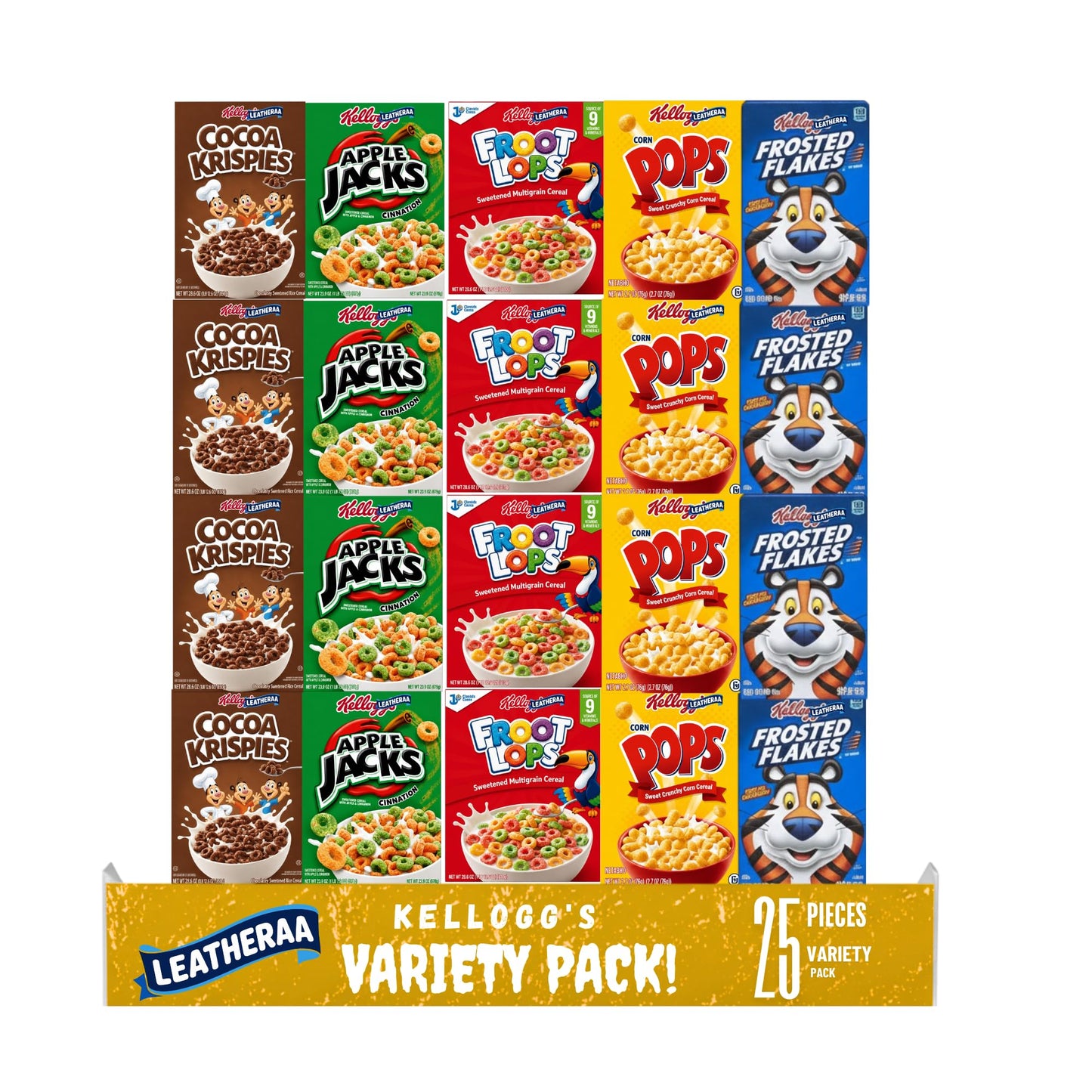 KeIIoggs Assorted Cereal Snack Size Variety Pack, Individual Breakfast Cereal Cups, Ready-to-Eat Breakfast Snacks, 25 Count