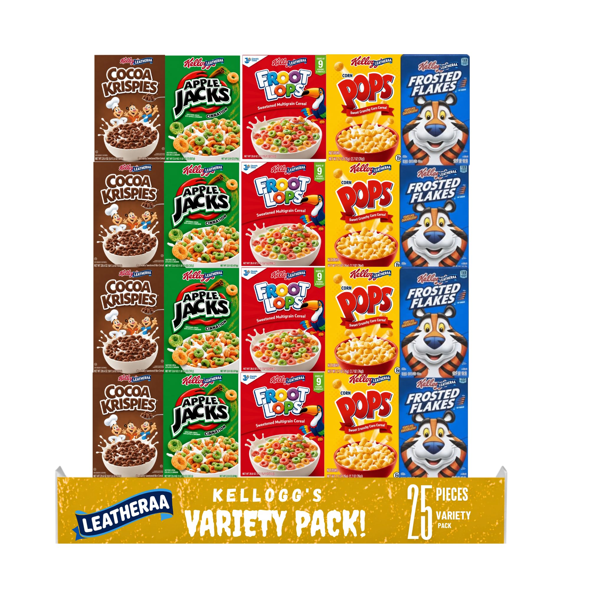 KeIIoggs Assorted Cereal Snack Size Variety Pack, Individual Breakfast Cereal Cups, Ready-to-Eat Breakfast Snacks, 25 Count
