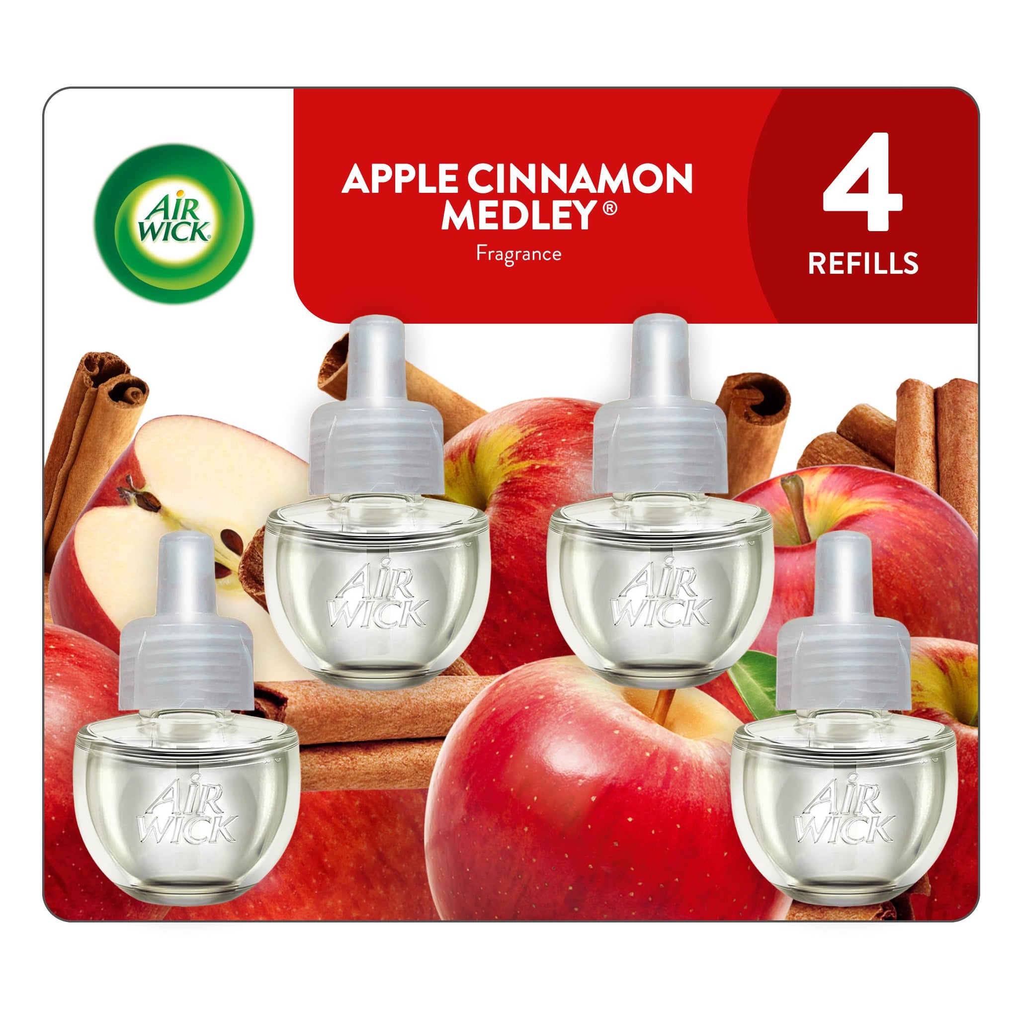 Air Wick Vibrant Plug-In Scented Oil Refills, 3 Count, Apple Cinnamon Medley, Air Freshener, Essential Oils, Eco Friendly