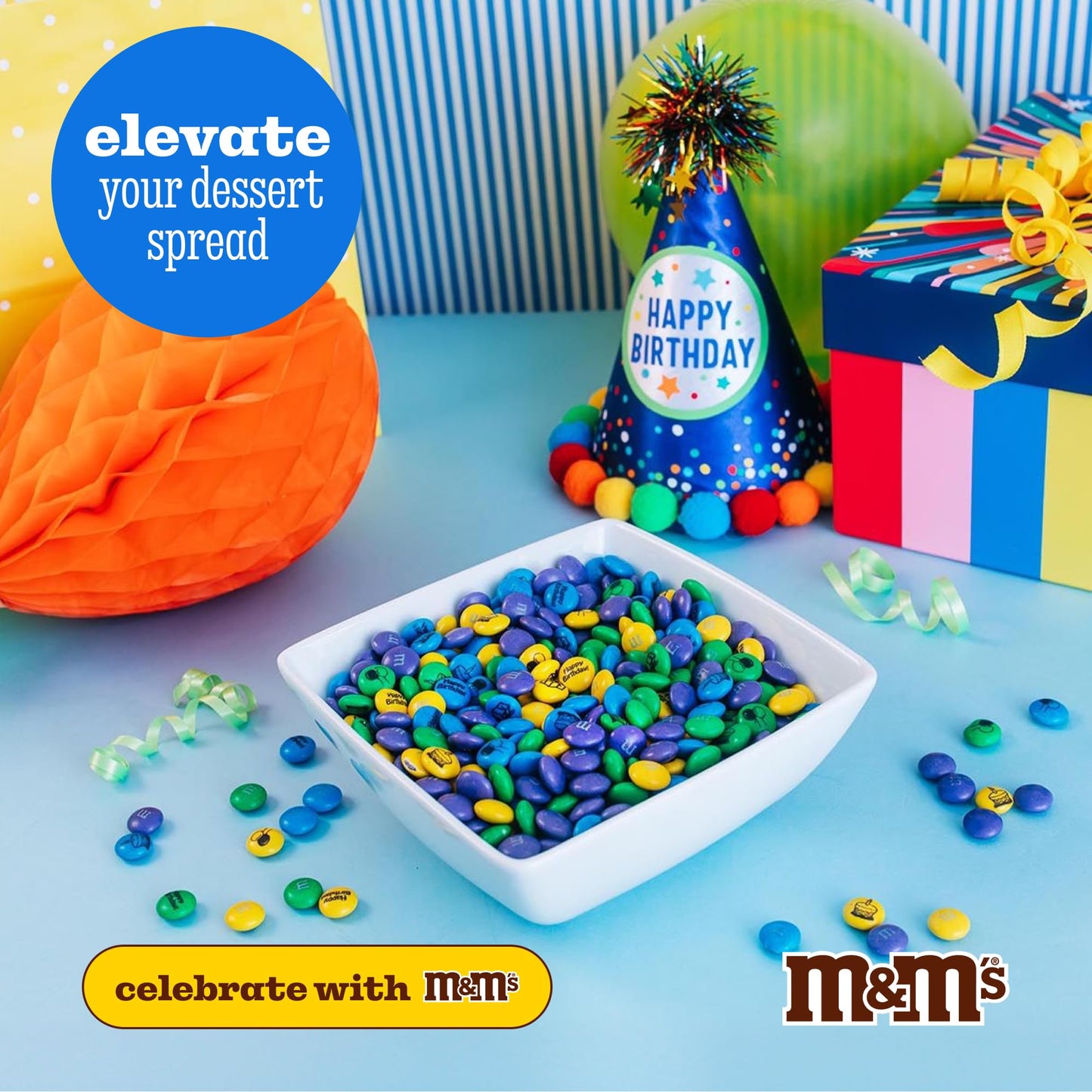 M&M’S WORLD Milk Chocolate Birthday Candy - 2lbs of Bulk Candy for Birthday Party, Party Favors, Goody Bag Stuffers and More