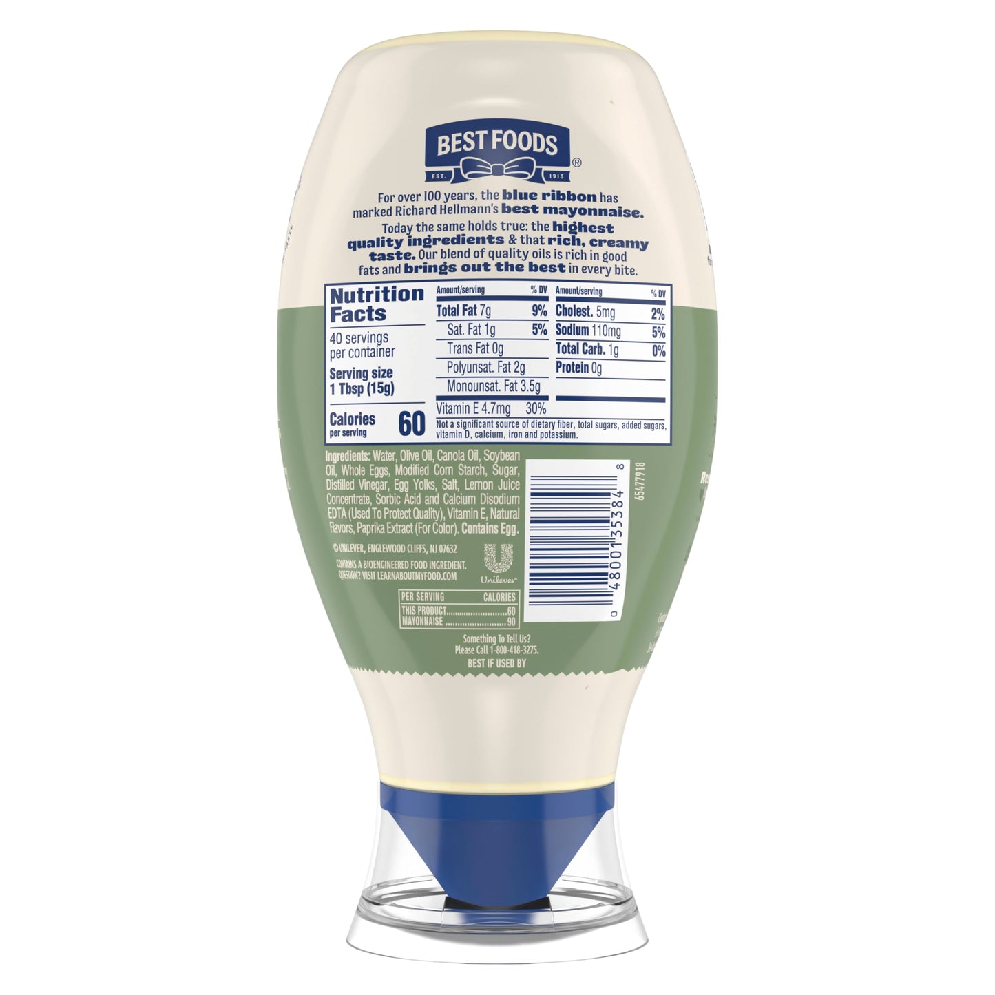 Best Foods Mayonnaise Dressing Olive Oil Mayo Squeeze Condiment for Simple Meals Rich in Omega 3-ALA 20 oz