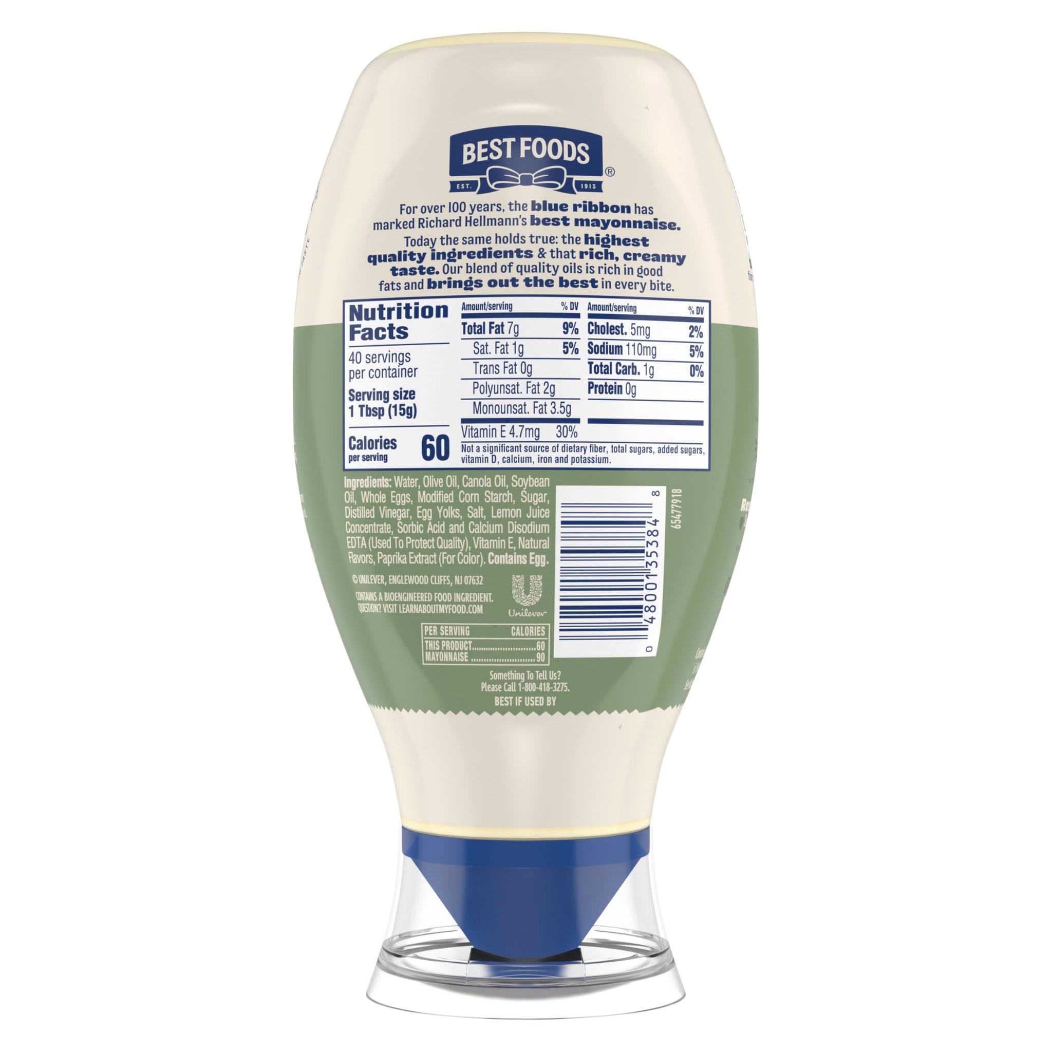 Best Foods Mayonnaise Dressing Olive Oil Mayo Squeeze Condiment for Simple Meals Rich in Omega 3-ALA 20 oz