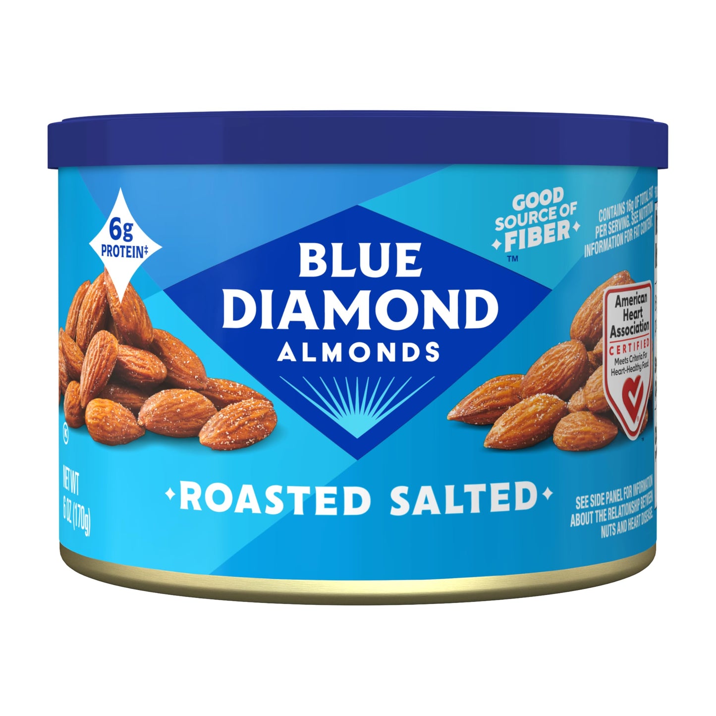 Blue Diamond Almonds, Roasted Salted Snack Nuts, 6 Ounce Can (Pack of 12)