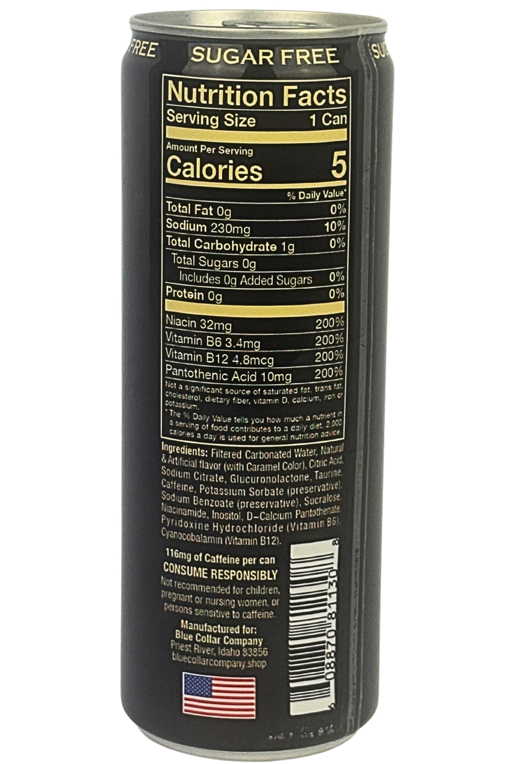 Blue Collar Company Essential Energy Drinks, 12 Fl Oz (Pack of 12) (Sugar Free Blend)