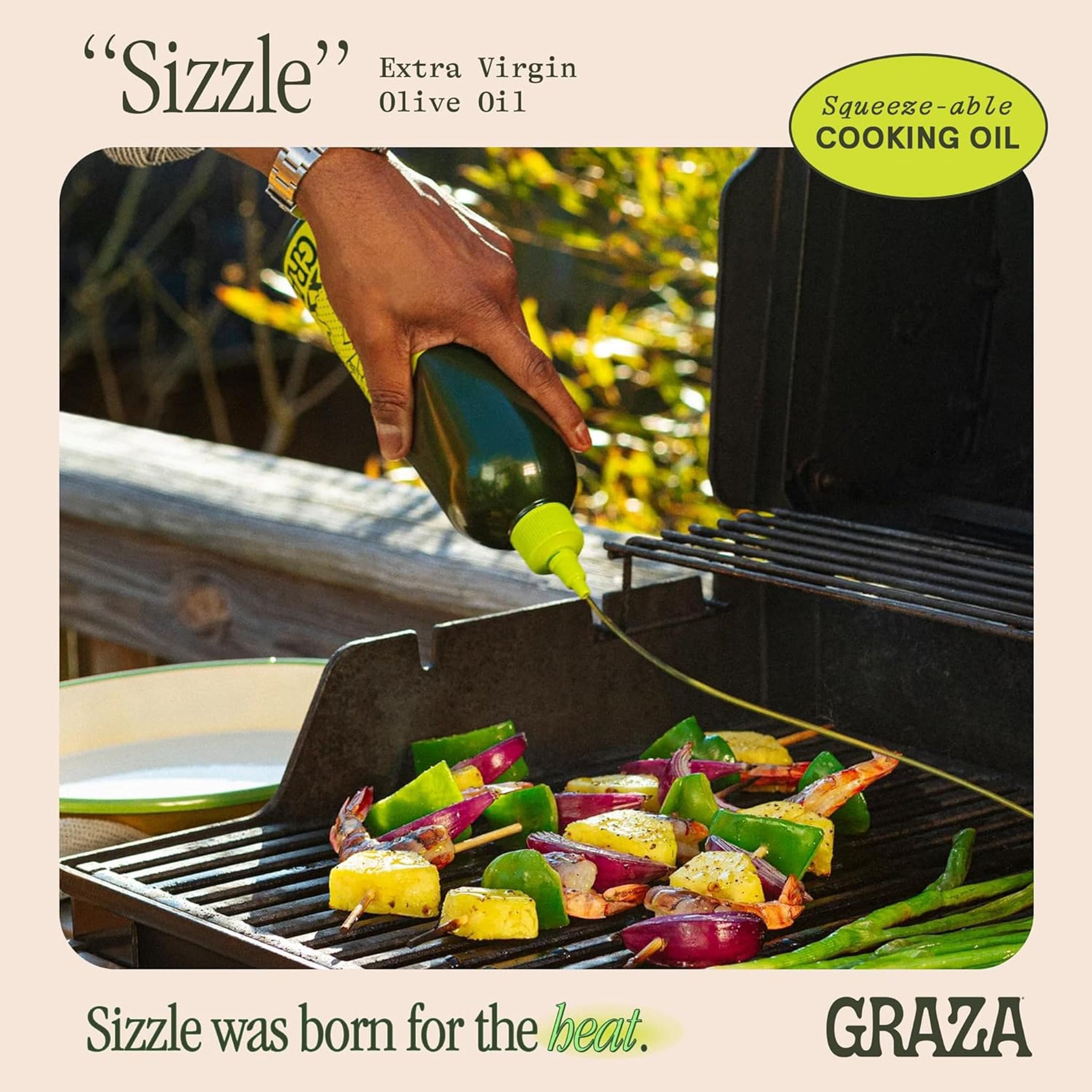 Graza Sizzle Extra Virgin Olive Oil, Cooking Oil - High Polyphenol Peak Harvest EVOO Cooking Oil in a Squeeze Bottle - Single Farm Olives from Spain