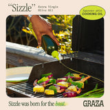 Graza Sizzle Extra Virgin Olive Oil, Cooking Oil - High Polyphenol Peak Harvest EVOO Cooking Oil in a Squeeze Bottle - Single Farm Olives from Spain