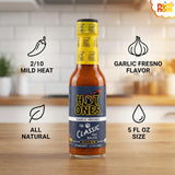 Hot Ones Sauce Hot Classic Garlic Fresno - 5 oz Bottles - Pack of 2 - Hot Sauce for Wings, Tacos, Pizza and More - Versatile Asian Sauce Heat Level