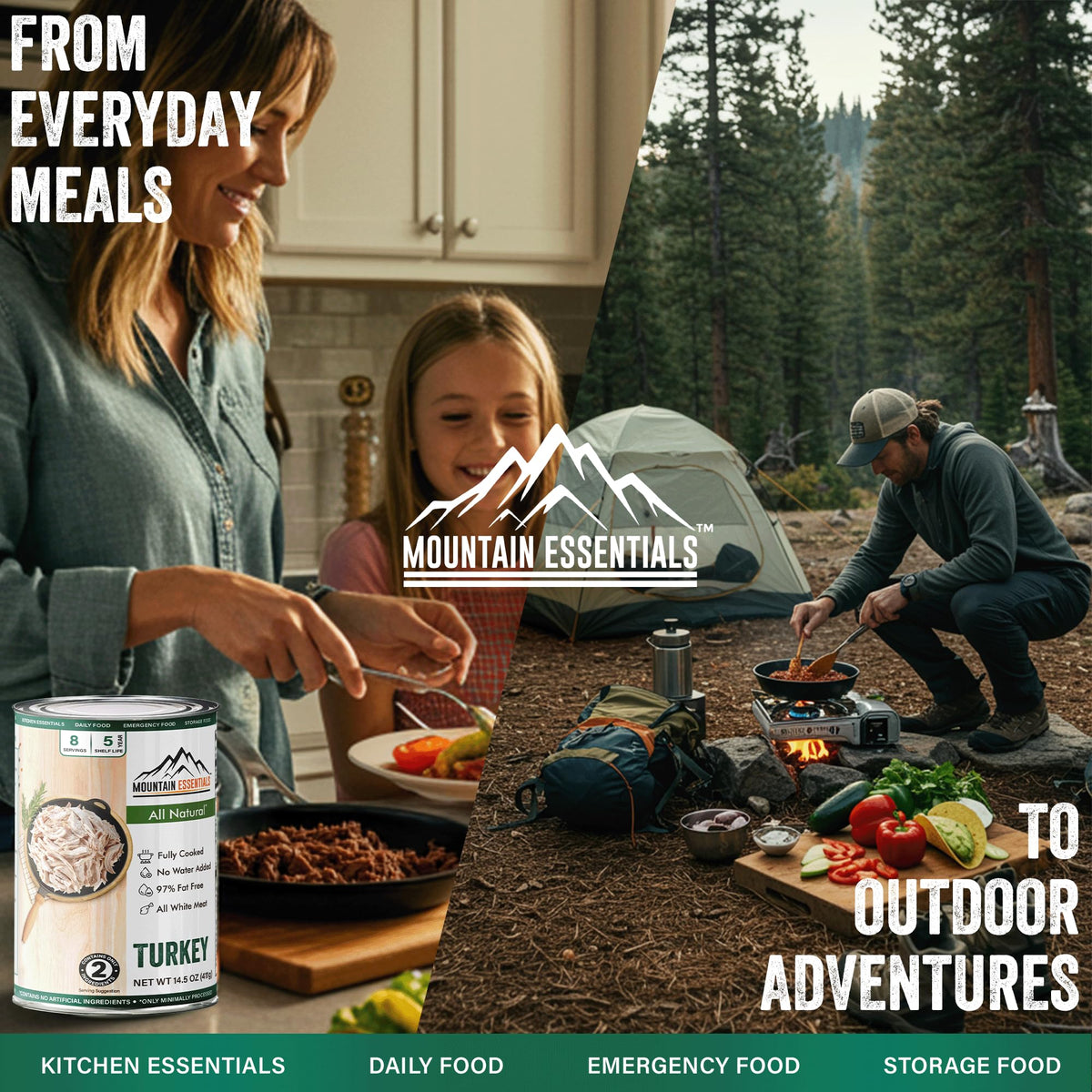 MOUNTAIN ESSENTIALS All Natural Canned Turkey 14.5 oz - 14g Protein per Serving (8 Servings per Can)- Fully Cooked, Ready to Eat Deli White Meat