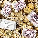 124 Pcs Birthday Candy Party Favors Miniatures Chocolate & Gold Almond Kisses (1.52 lbs, Approx. 124 Pcs)