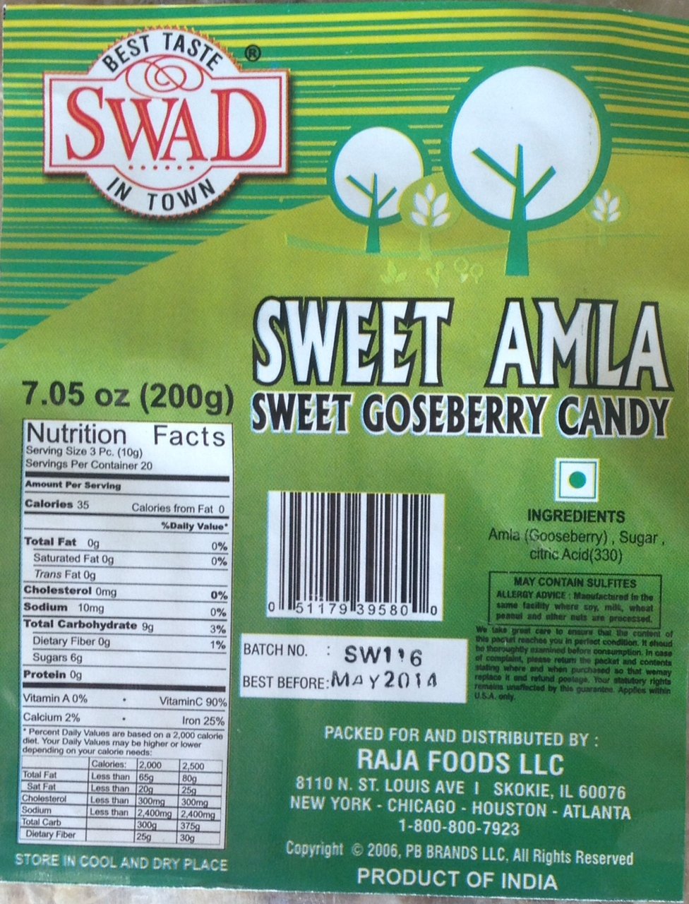Swad Sweet Amla (Goosebery) Candy - 200g., 7.05oz.200g