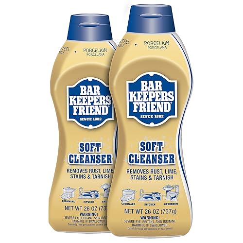 Bar Keepers Friend Soft Liquid Cleanser- Multipurpose Cleaner & Rust Stain Remover for Stainless Steel, Porcelain, Ceramic Tile, Copper, Brass 26 Oz