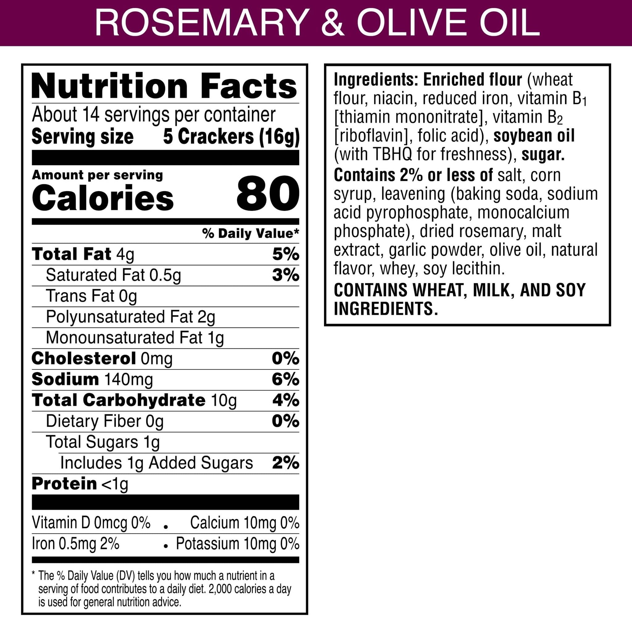 Toasteds Crackers, Lunch Snacks, Party Snacks, Rosemary And Olive Oil, 8oz Box (1 Box)