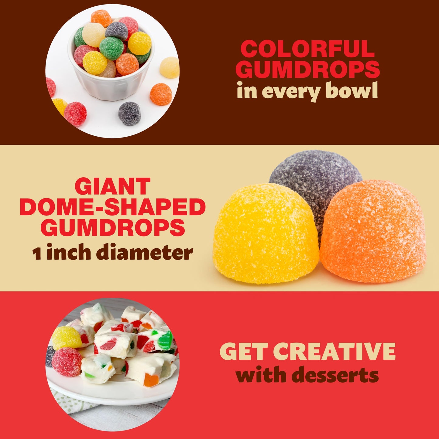 Gum Drops 2-Pound Pack | Giant Gumdrops Jelly Candy | Assorted Fruit and Licorice Flavors | Old Fashioned Gum Drops Candy for Holiday Buffets