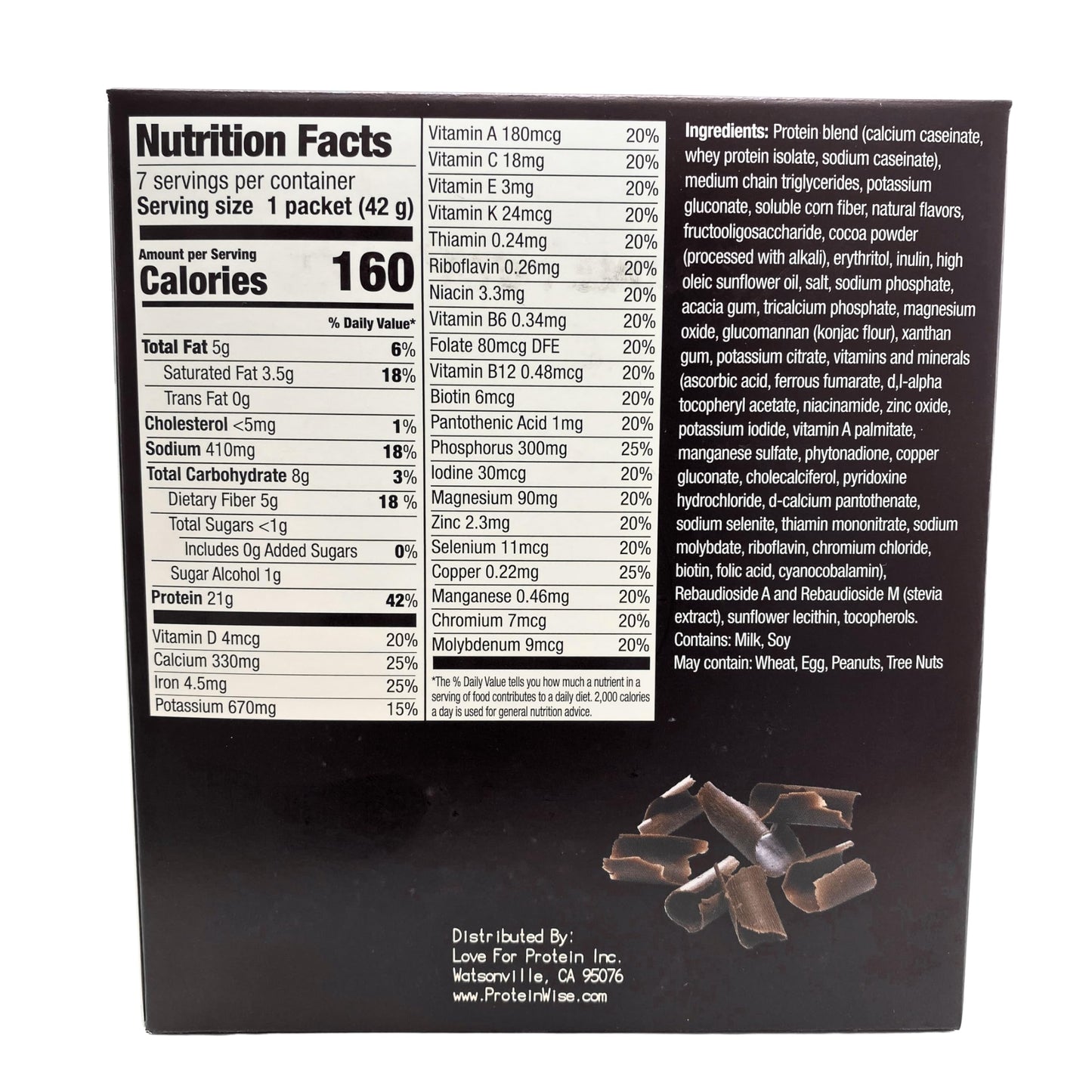 ProteinWise - Love For Protein - VLC Chocolate Smoothie Mix - 7/Box