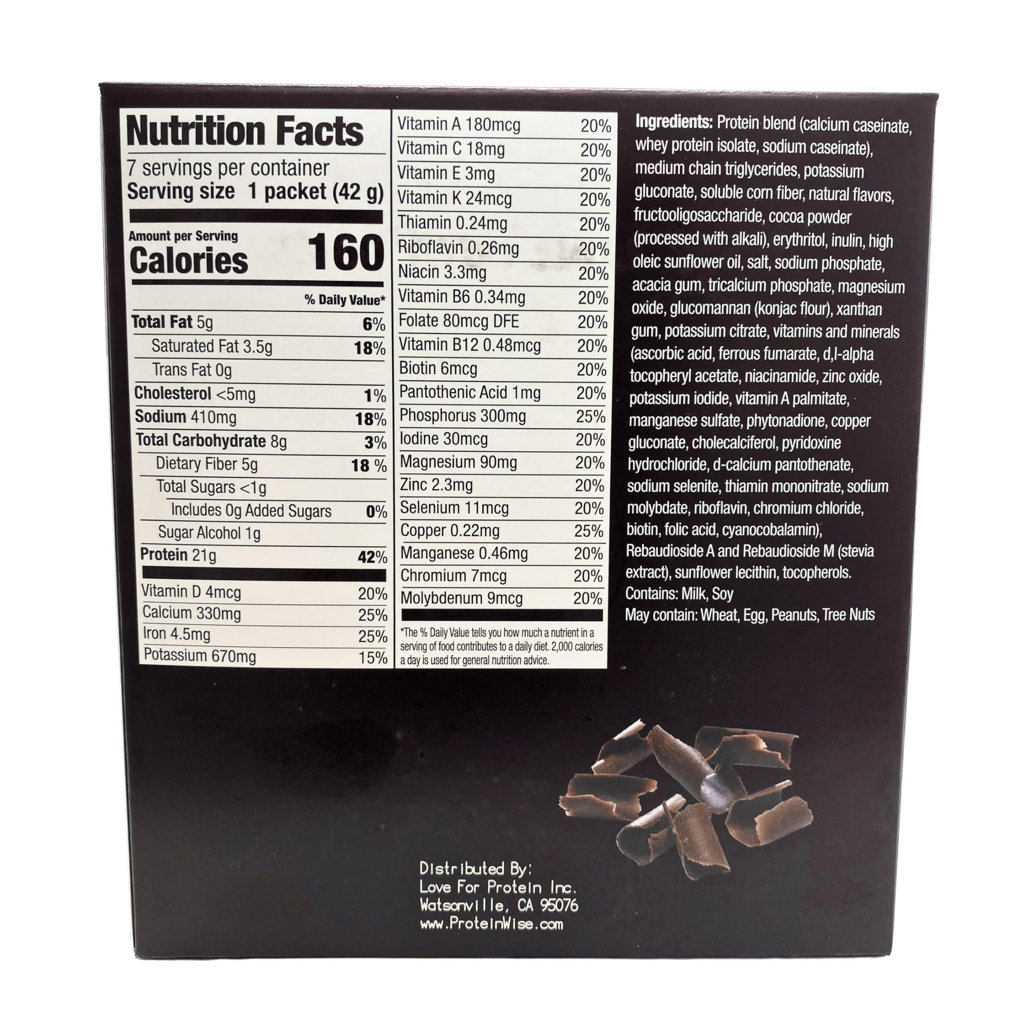 ProteinWise - Love For Protein - VLC Chocolate Smoothie Mix - 7/Box