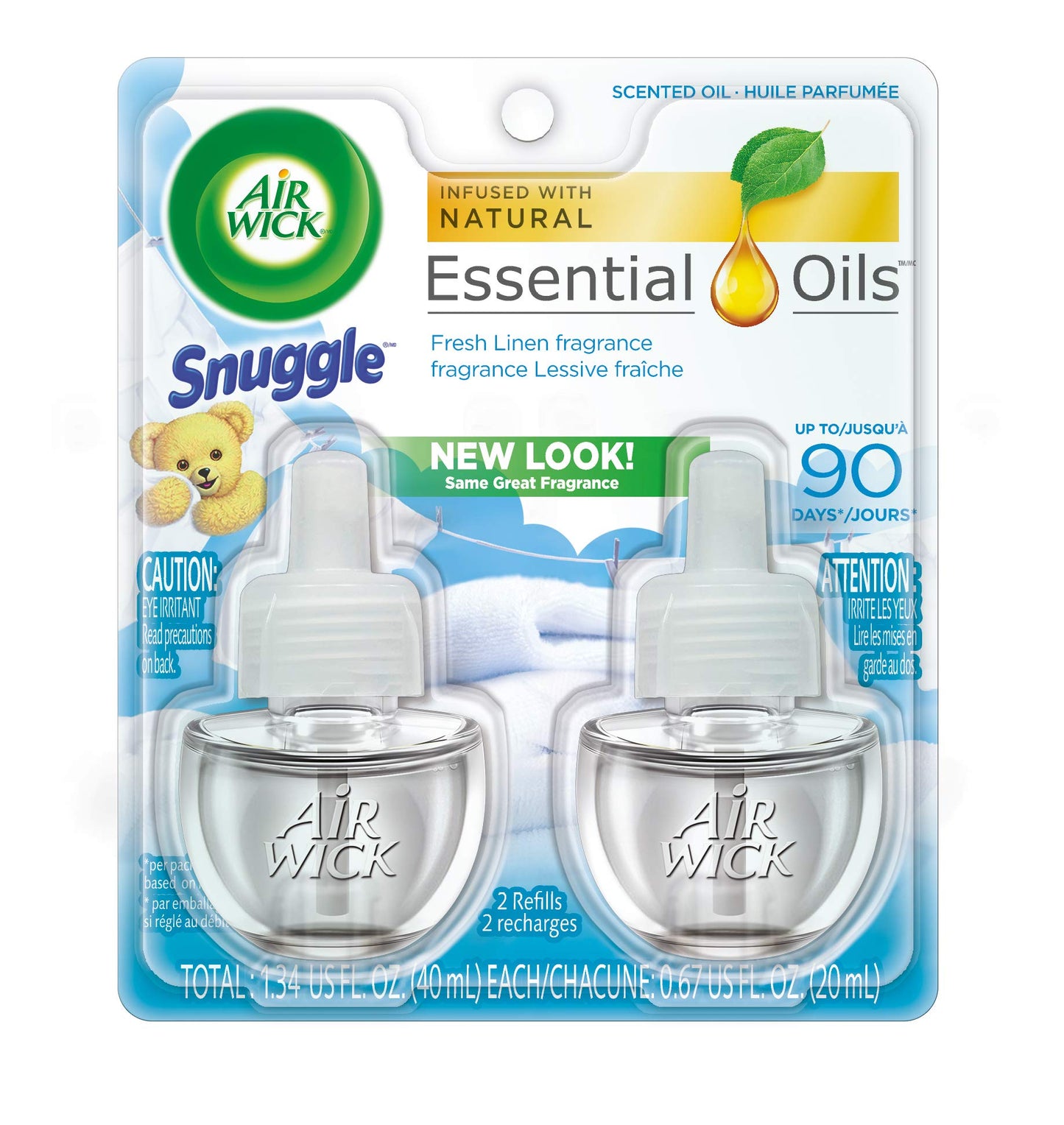Air Wick Essential Oils Twin Refill Fresh Linen (2X.67) oz (Pack of 3)