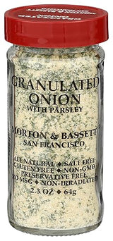 Morton & Bassett Granulated Onion with Parsley, 2.3oz - Salt-Free, Non-GMO, Herb Blend, Savory Seasoning for All Purpose Cooking