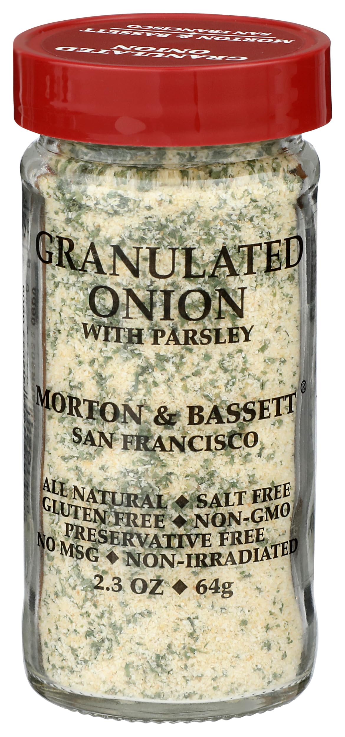 Morton & Bassett Granulated Onion with Parsley, 2.3oz - Salt-Free, Non-GMO, Herb Blend, Savory Seasoning for All Purpose Cooking