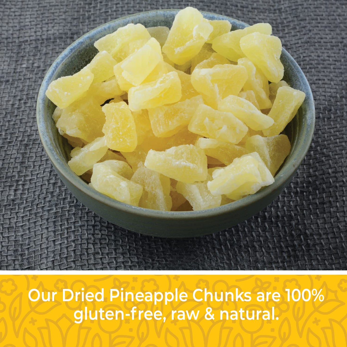 Herbaila Dried Pineapple Chunks, 1 Pound. Dehydrated Pineapple Chunk, Dehydrated Pineapple Bulk, Dried Pineapple Bits. All Natural, Non-GMO, Lightly