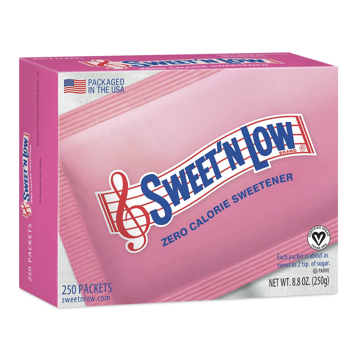 Sweet'N Low Zero Calorie Sweetener Packets, 250 Ct, Kosher & Gluten Free, Low Glycemic Index, Individual Tea and Coffee Sweetener Packets