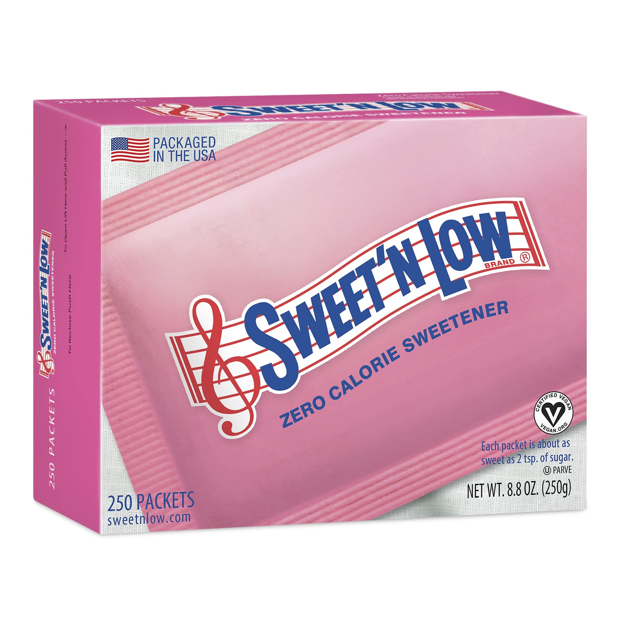 Sweet'N Low Zero Calorie Sweetener Packets, 250 Ct, Kosher & Gluten Free, Low Glycemic Index, Individual Tea and Coffee Sweetener Packets