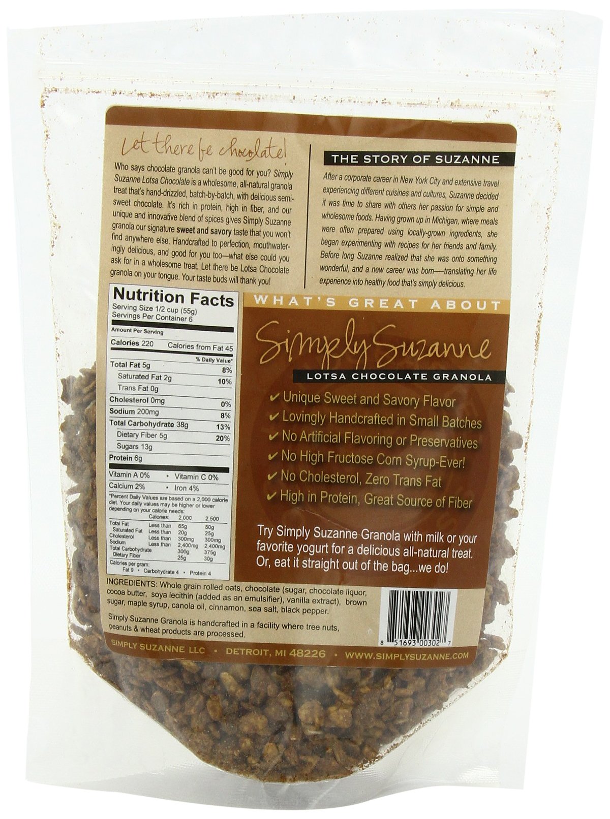 Simply Suzanne Granola, Lotsa Chocolate, 12 Ounce
