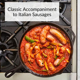 DeLallo Peppers and Sauce, Medium Spice, Homestyle Tomato Sauce with Bell Pepper Chunks and Zesty Banana Peppers, For Italian Sausage and Pasta