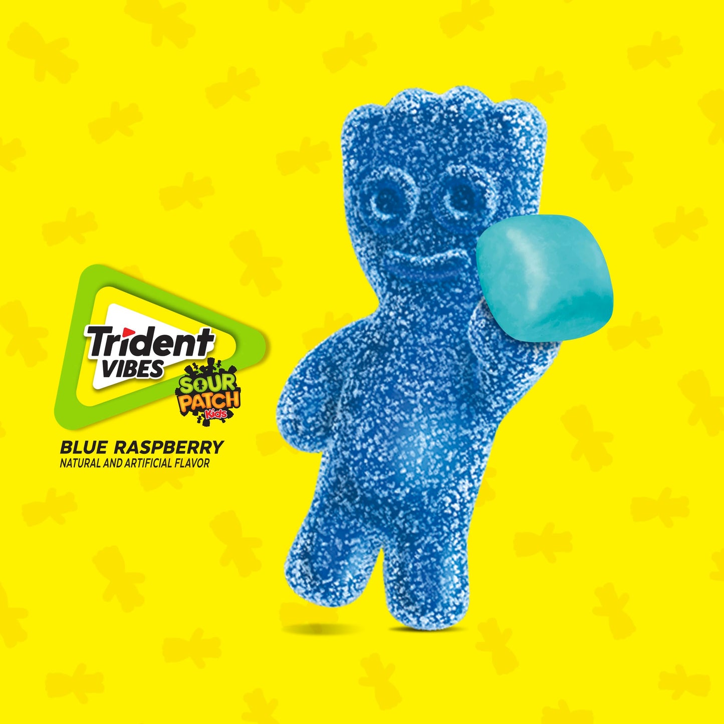 Trident Vibes SOUR PATCH KIDS Blue Raspberry Sugar Free Gum, Resealable Pouch, Pack of 1 (100 Pieces)