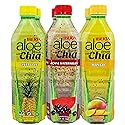 Iberia Aloe Vera Drink with Aloe Pulp and Chia Seeds 16.9 Ounce (Pack of 6) 2 X Watermelon & Acai, 2 x Mango, 2 x Pineapple
