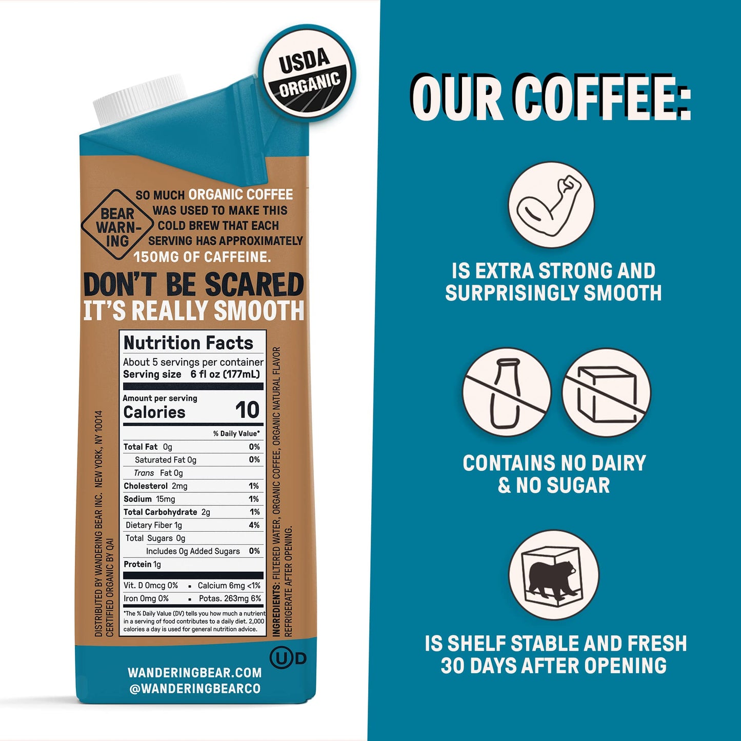 Wandering Bear Coffee Organic Vanilla Cold Brew Coffee, 32 FZ